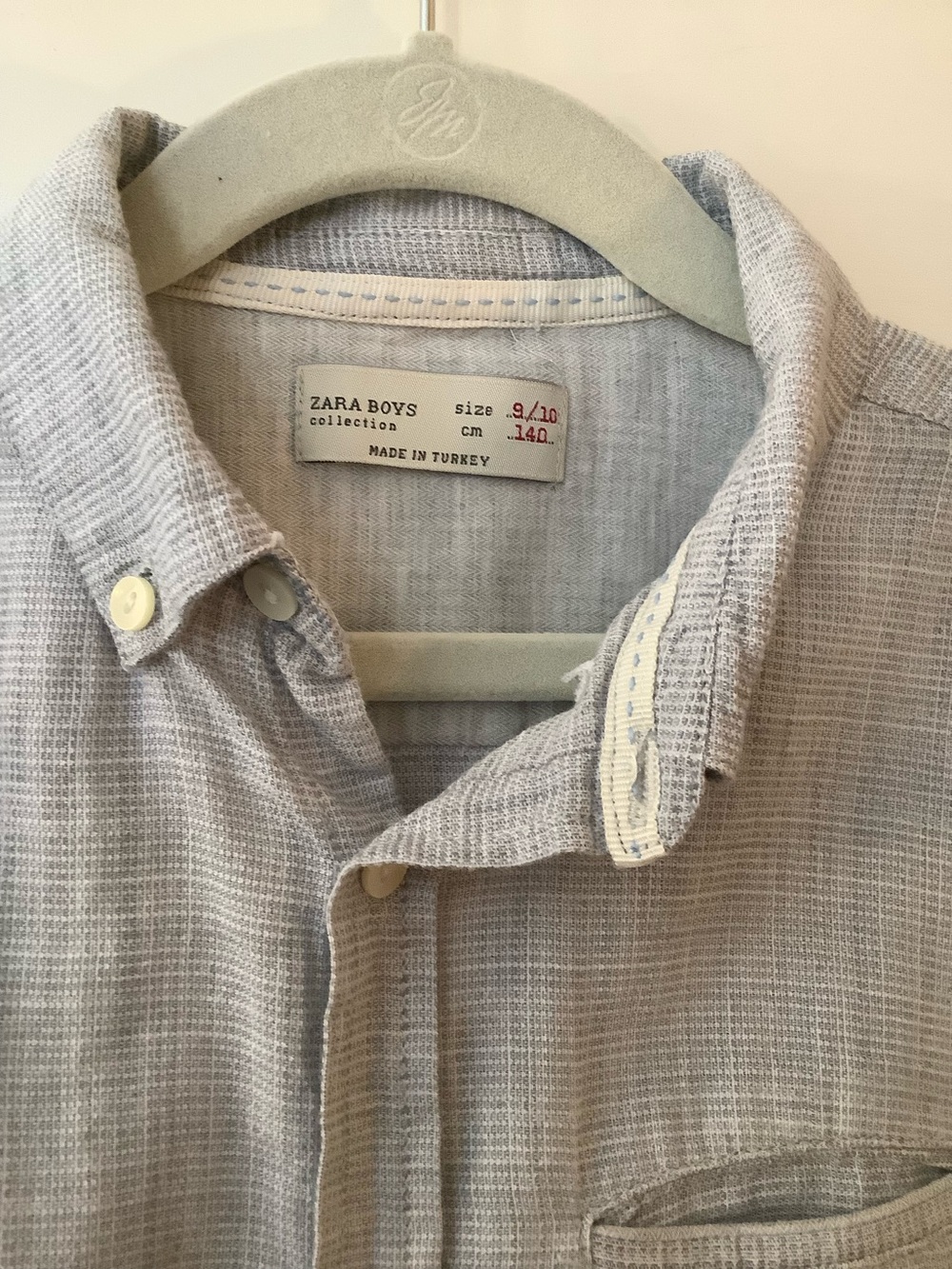 Zara Boys Woven blue white button down dress casual shirt Sz 9-10
